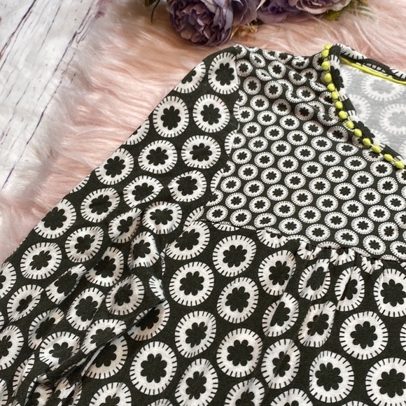 Boden Tessa Geometric Green 3/4 Sleeve Jersey Top sz 4 - Picture 4 of 11